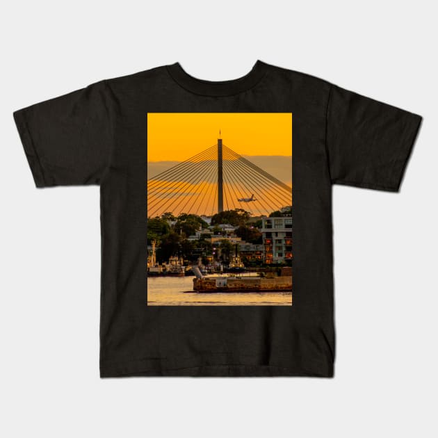 Anzac Bridge, Sydney, NSW, Australia Kids T-Shirt by Upbeat Traveler